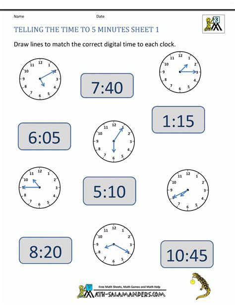 Time To The Minute Worksheets — Db