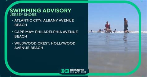 3 jersey shore beaches under swimming advisory because of high levels of fecal bacteria cbs