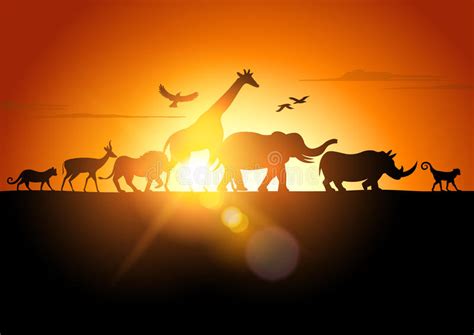 Sunset Safari Stock Vector Illustration Of Creature 31706969