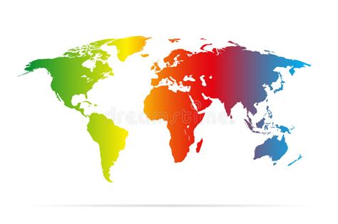 Color Earth Map With Shadow Colorful Illustration Stock Vector