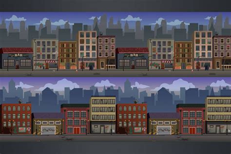 Parallax Street Backgrounds By Free Game Assets Gui Sprite Tilesets