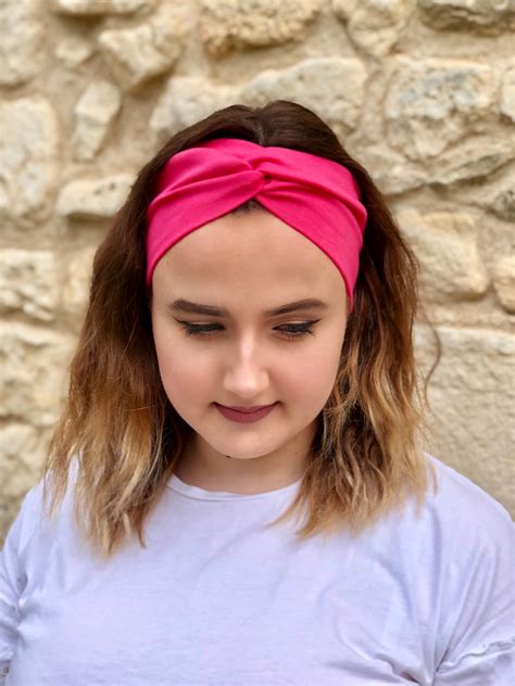 Fuchsia Pink Knotted Headband Turban Headband Fabric Headband Sports