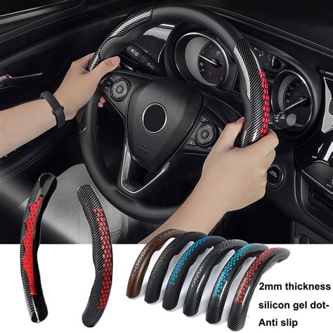 Ultra Thin Carbon Fiber Car Steering Wheel Cover 38cm 15inch Non Slip