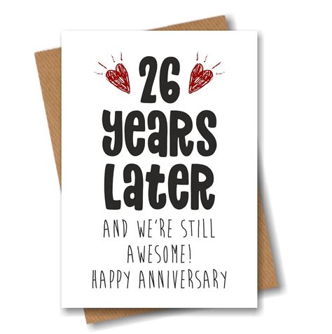 26th Anniversary Card 26 Years Later And Still Awesome Etsy