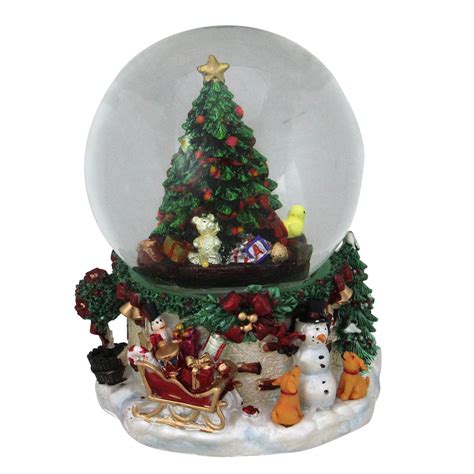 7 Musical Christmas Tree And Presents Snow Globe