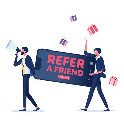 Refer A Friend Concept Referral Program And Social Media Marketing For