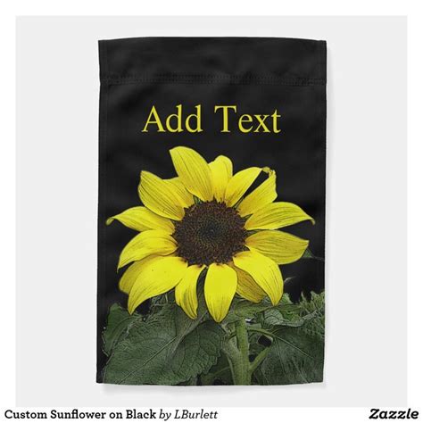 Flag cases & memorial markers. Custom Sunflower on Black Garden Flag | Black garden ...