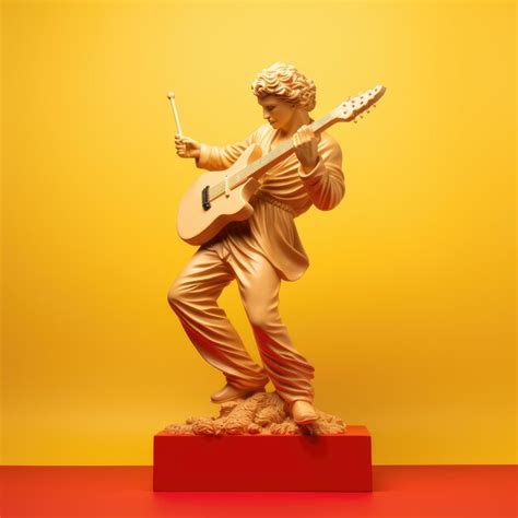 Premium Ai Image A Statue Of A Man Playing A Guitar With A Guitar In