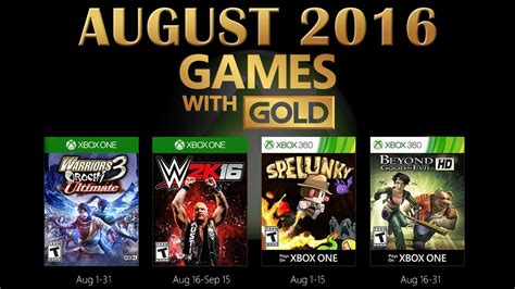 Games With Gold August 2016 2016 Games Games Free Games