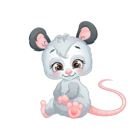 Premium Vector Cute Cartoon Opossum Vector Illustration Isolated