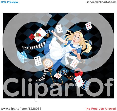 Clipart Of Alice Falling To Wonderland Royalty Free Vector