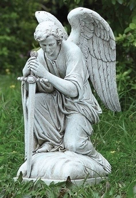 Awesome 1325 Kneeling Male Angel With Sword Protector Outside