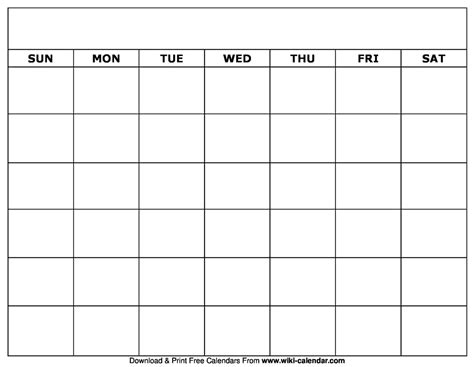 Printable Blank Calendar Templates Wiki Calendarcom