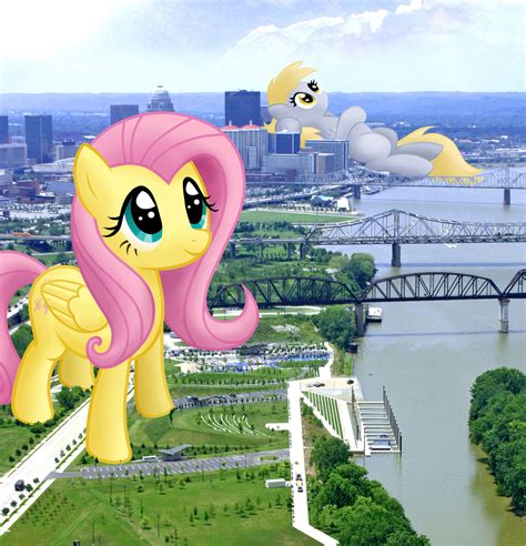 Giant Fluttershy And Derpy Visit Louisville By Flutterbatismagic On