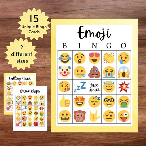 Emoji Bingo Printable Emoji Bingo Cards Emoji Party Game Etsy