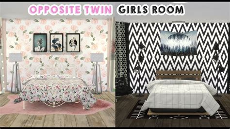 Opposite Twin Girls Bedroom With Cc Links 💗🖤 I Sims 4 Speed Build