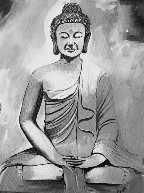 Buddha Black And White Painting