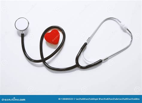 Red Heart And A Stethoscope On Desk Stock Image Image Of Cardiologist