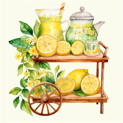 Premium Ai Image Beautiful Lemon Yellow Juice Trolle Clipart Illustration