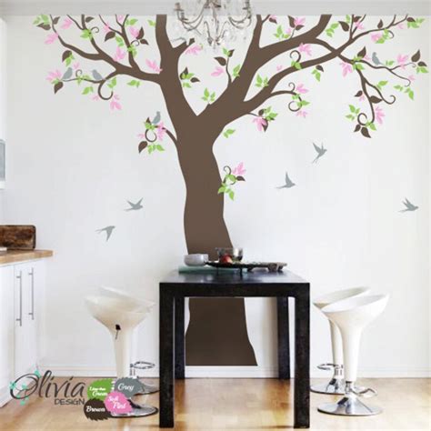 Large Tree Wall Decal Beautiful White Tree Wall Decal Wall Etsy