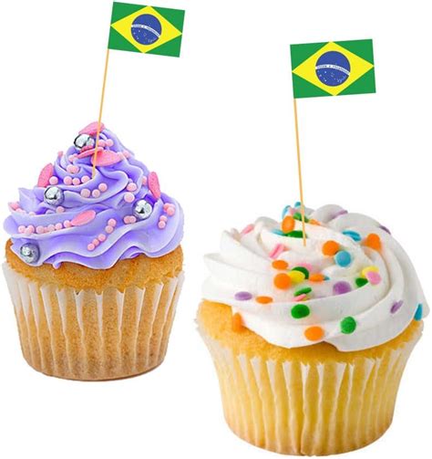 Brazilian Cupcake Flags Brazil Baking Decoration Decorative