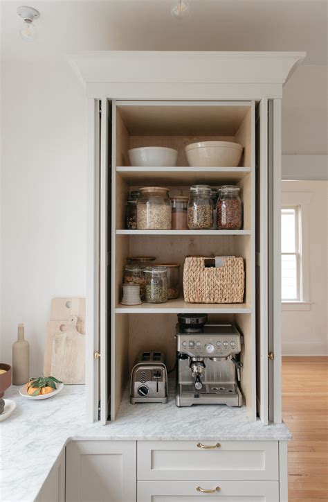Shaker Pantry With Hidden Coffee Station Kitchen Cabinet Design