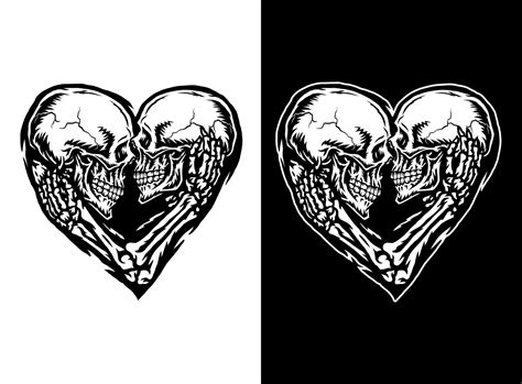 Vector Illustration Of Skull Couple Isolated On Dark And Bright
