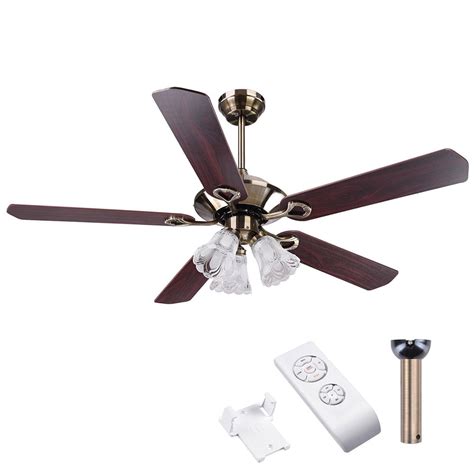 Yescom 52 5 Blades Ceiling Fan With Light Kit Frosted Glass Downrod