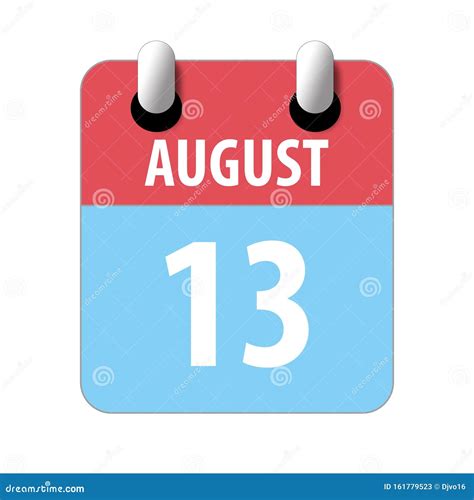 August 13th Day 13 Of Monthsimple Calendar Icon On White Background