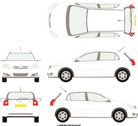 Cars TOYO0025 Toyota Corolla 2002 07 Vehicle Outlines