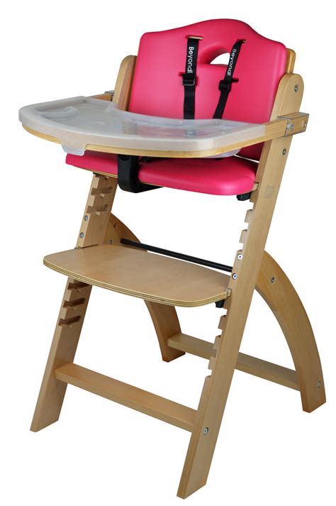 Abiie Beyond Wooden High Chair With Tray Pink