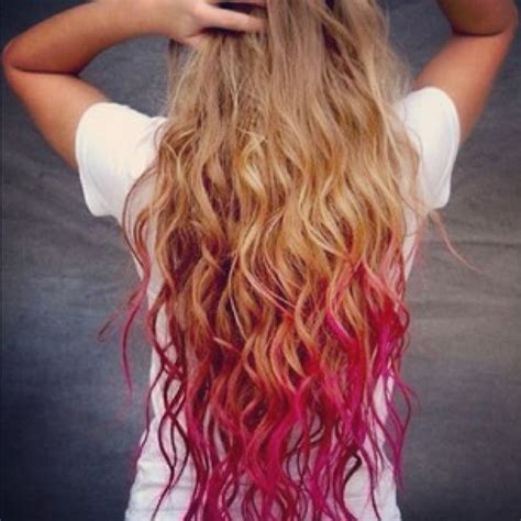 Blond And Pink Dip Dyed Hair Dyed Curly Hair Dye My Hair Curly Hair