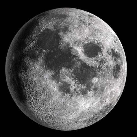 Full Moon In High Resolution Isolated On Black Background Stock Image