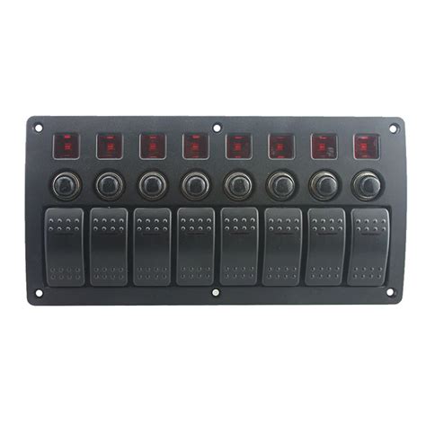 12v 24v 8 Gang Red Led Rocker Switch Panel Circuit Breakers Car Auto