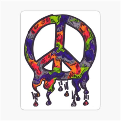 Psychedelic Peace Sign Sticker For Sale By Griffithro Redbubble