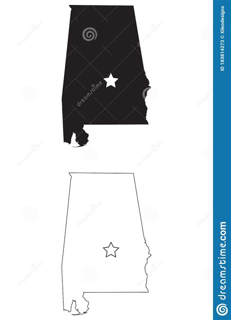 Montgomery Alabama Al State Map Usa With Capital Star