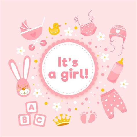Baby Shower Girl Background With Toys Baby Shower Cards Baby Girl