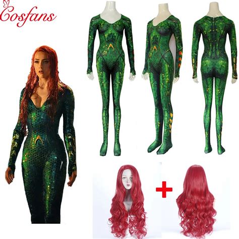 2019 New Women Movie Aquaman Mera Queen Cosplay Costume Zentai Bodysuit