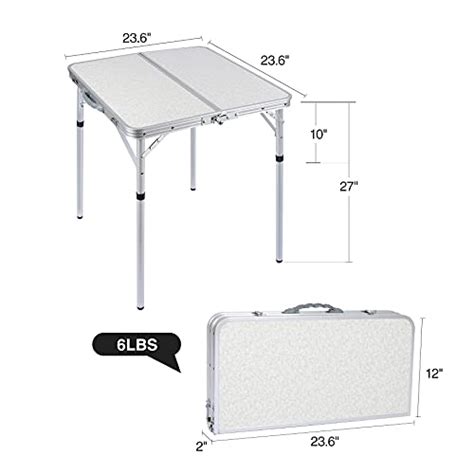 Redcamp Small Square Folding Table 2 Foot Portable Aluminum Camping