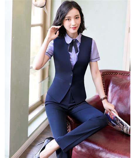 Formal Women Waistcoat And Vest Ladies Business Suits 2 Piece Pant And Top Sets Office Work Wear