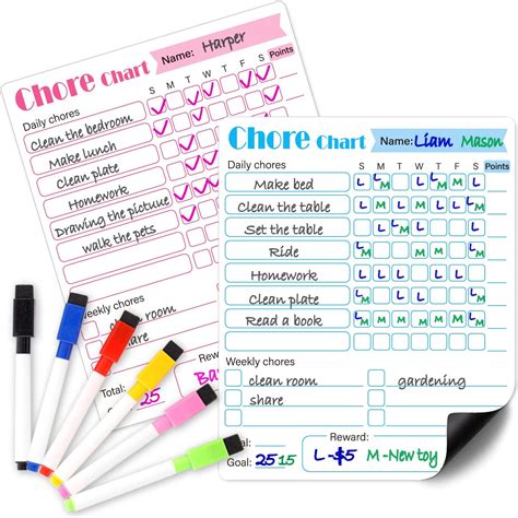 Buy Locatal Magnetic Chore Chart 2 Pcs Dry Erase Behavior Charts And 6