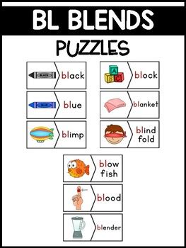 Printable bl blends worksheets click the buttons to print each worksheet and answer key. BL Blends Phonics Center: Picture and Word Match Puzzles ...