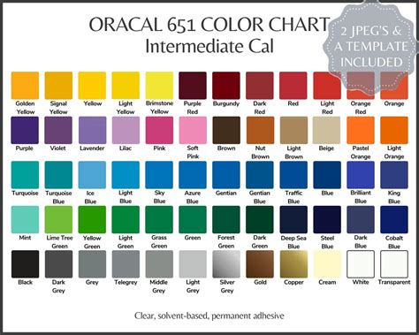 Oracal 651 Color Chart Oracle 651 Permanent Vinyl Color Guide 2 Ready