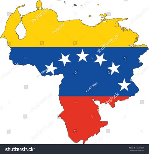 Country Shape Outlined Filled Flag Venezuela Stock Vector Royalty Free