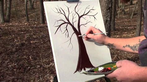 How To Paint A Tree With Acrylic Paints Youtube