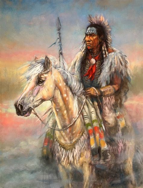 Original Oil Painting Native American Western Art Warrior Etsy