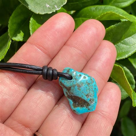 Mens Turquoise Necklace Natural Turquoise Raw Turquoise Etsy