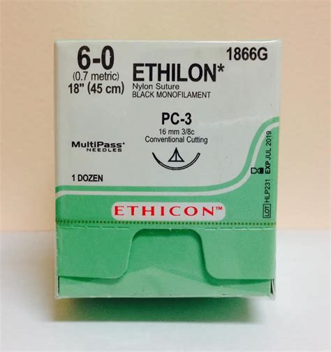 Ethicon 1866g Ethilon Suture Precision Cosmetic Conventional Cutting