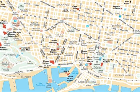 Large Detailed Tourist Street Map Of Barcelona Barcelona City Map