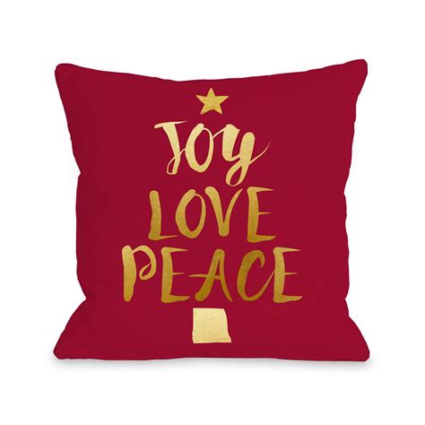 Joy Love Peace Tree Gold 16 In X 16 In Decorative Pillow 75078pl16